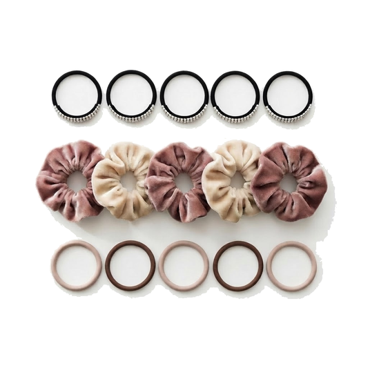 Set Terciopelo - 3 packs de coleteros premium ARI ELE sobre fondo blanco